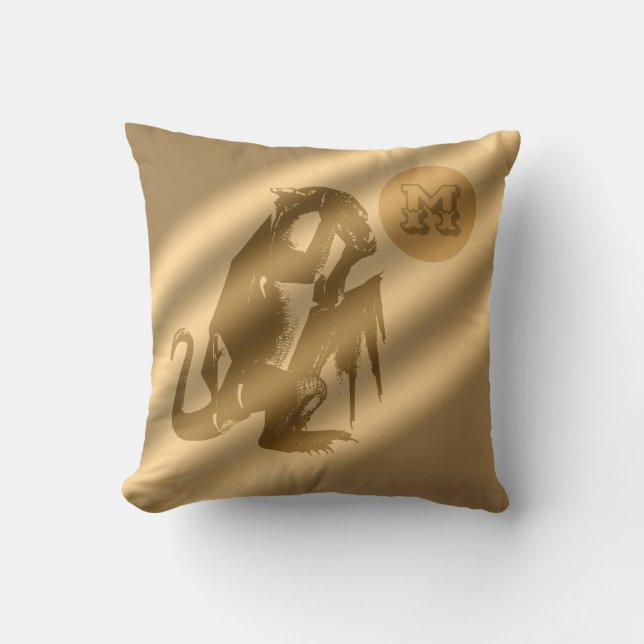 Dragon Guld Luxury Monogram Kudde (Framsida)