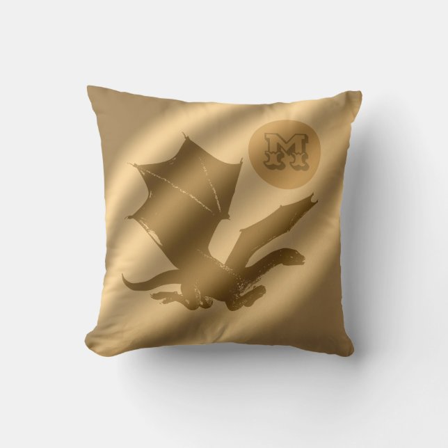 Dragon Guld Luxury Monogram Kudde (Framsida)