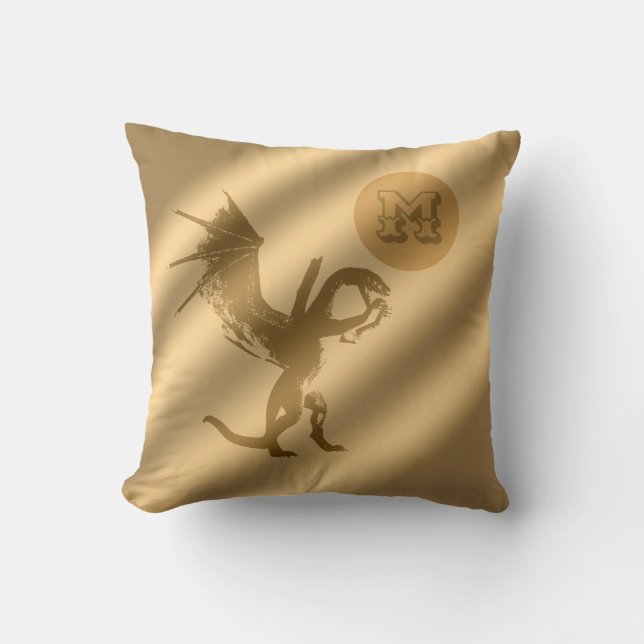 Dragon Guld Luxury Monogram Kudde (Framsida)