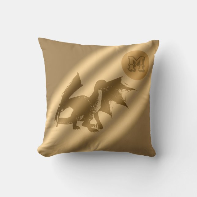 Dragon Guld Luxury Monogram Kudde (Framsida)