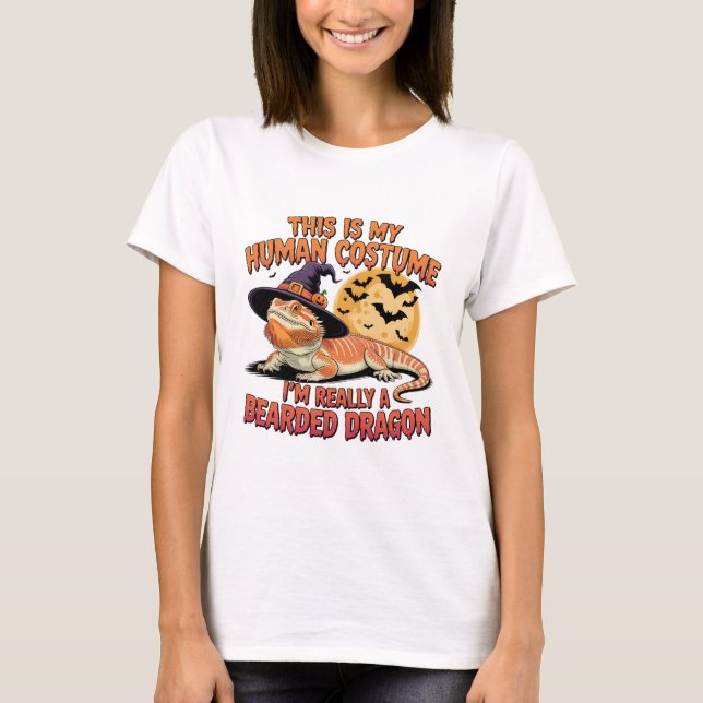 Dragon Halloween Witch Costume Art T Shirt (Framsida)