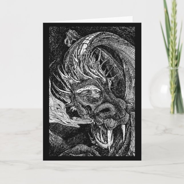 Dragon hälsning-kort gräns kort (Framsida)