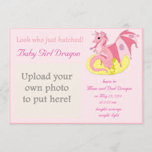 Dragon Hatchling Birth Notice for Girls Meddelande