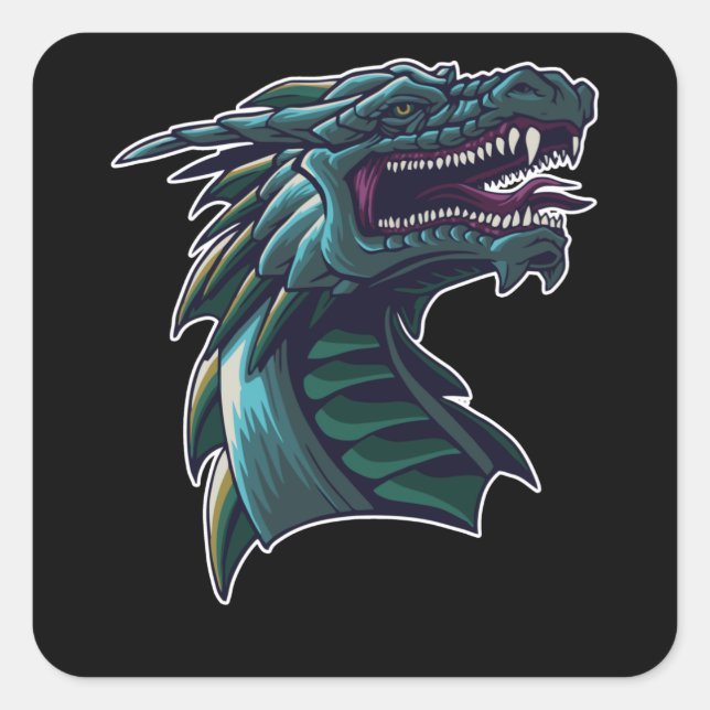 Dragon Head Fyrkantigt Klistermärke (Framsida)