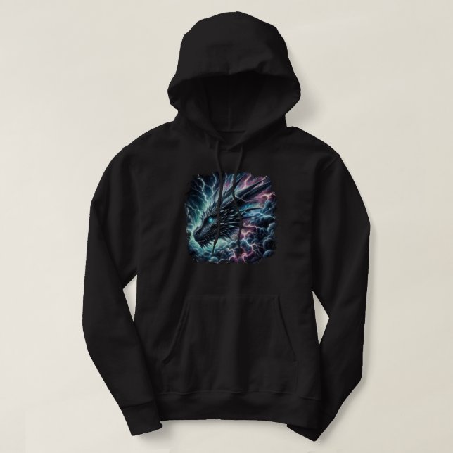 Dragon Head in a Thunderstorm with Lightning Hoodie (Design framsida)