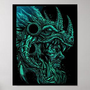 Dragon Head Odin Nordic God Gud Krig Sons Viking Poster