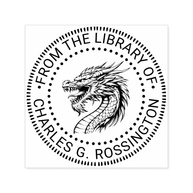 Dragon Head Teckning Bibliotek Bok Namn Självfärgande Stämpel (Design)
