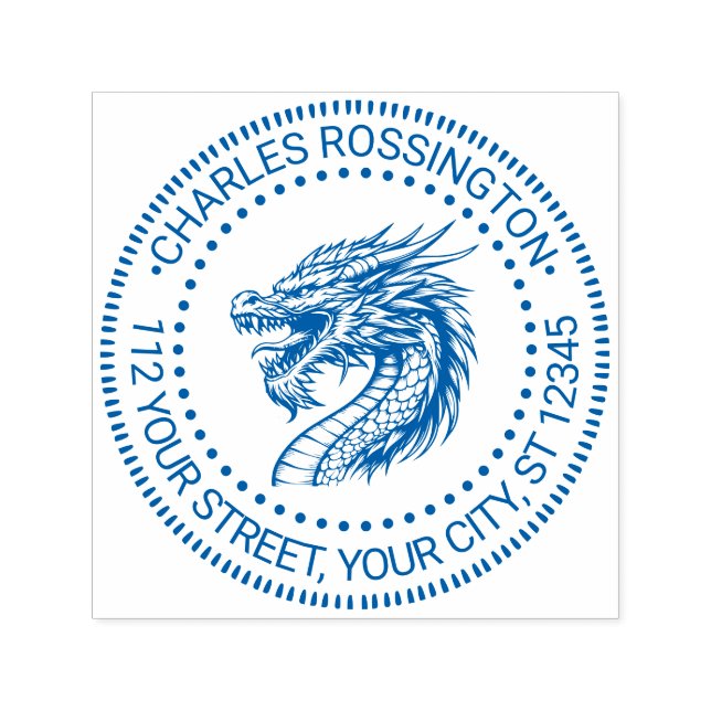 Dragon Head Teckning Namn Returadress Självfärgande Stämpel (Design)
