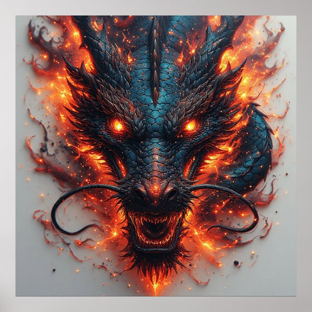 Dragon Head With Fierce Ögon Poster (Framsidan)
