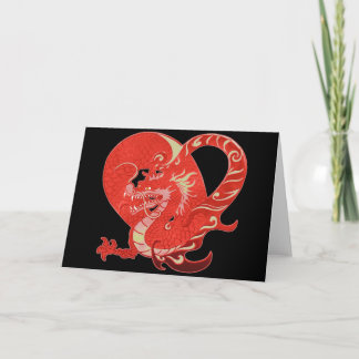 Dragon Heart Valentine Black Background Helgkort