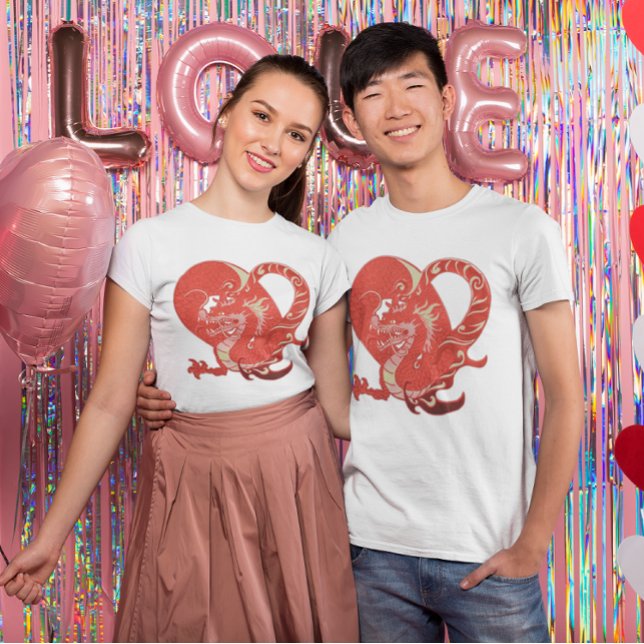 Dragon Heart Valentine Light Färgad Unisex Tee (Dragon Heart Valentine Light Colored Unisex T-Shirt)
