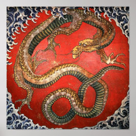Dragon, Hokusai Japansk Fine Art Poster