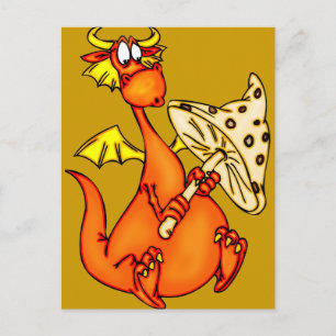 Dragon Holding Mushroom Vykort