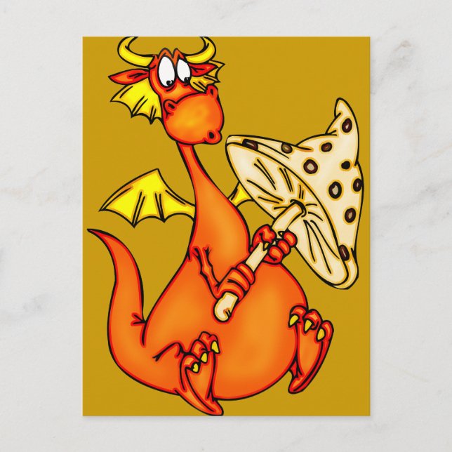 Dragon Holding Mushroom Vykort (Framsida)