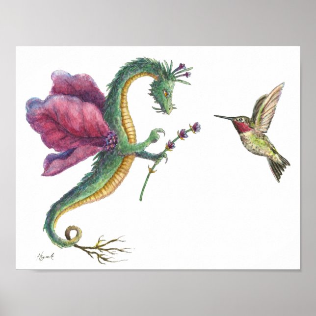 Dragon & Hummingbird print Poster (Framsidan)