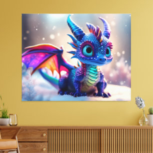 Dragon i snö. canvastryck