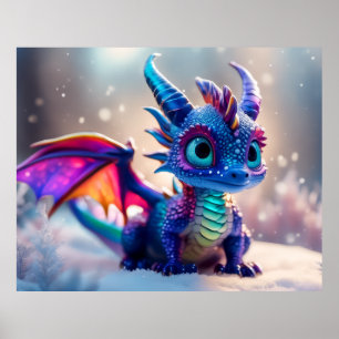 Dragon i snö. poster