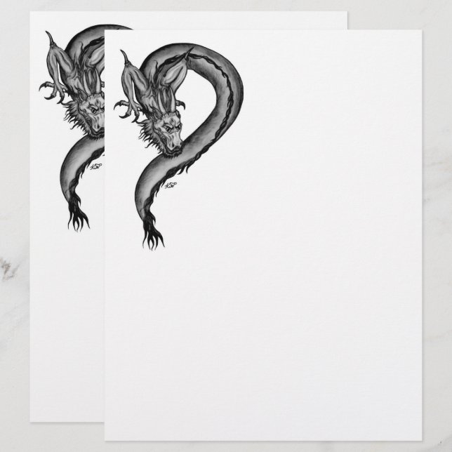 Dragon i Tattoo Stil Brevhuvud (Fram/baksida)