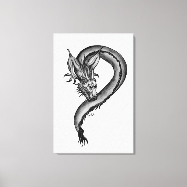 Dragon i Tattoo Stil Canvastryck (Framsida)