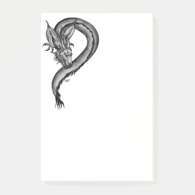 Dragon i Tattoo Stil Post-it Block (Framsida)