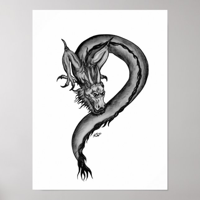 Dragon i Tattoo Stil Poster (Framsidan)