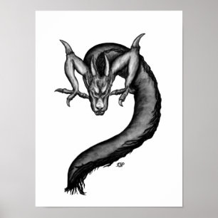 Dragon i Tattoo Stil Poster