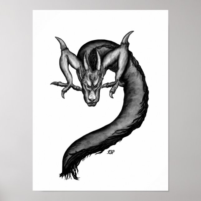 Dragon i Tattoo Stil Poster (Framsidan)