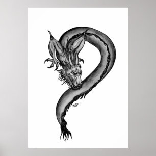 Dragon i Tattoo Stil Poster