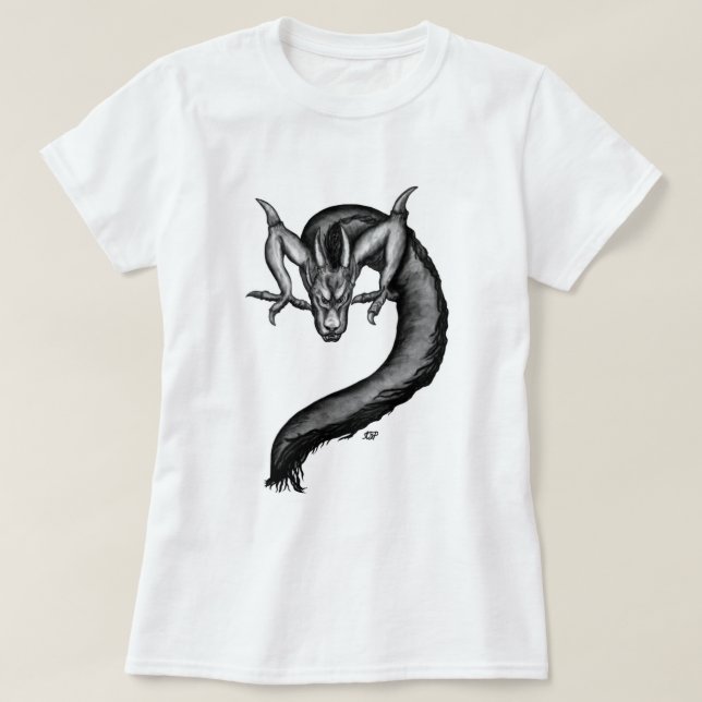 Dragon i Tattoo Stil T Shirt (Design framsida)