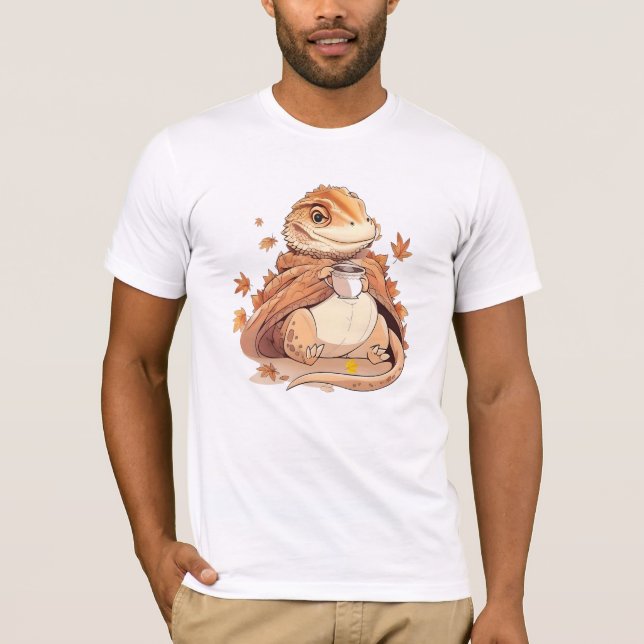 Dragon in a Blanket Shirt, Bearded Dragon Pumpkin T Shirt (Framsida)