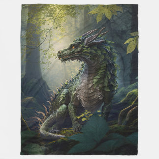 Dragon in a Magic Forest Fleece Blanket