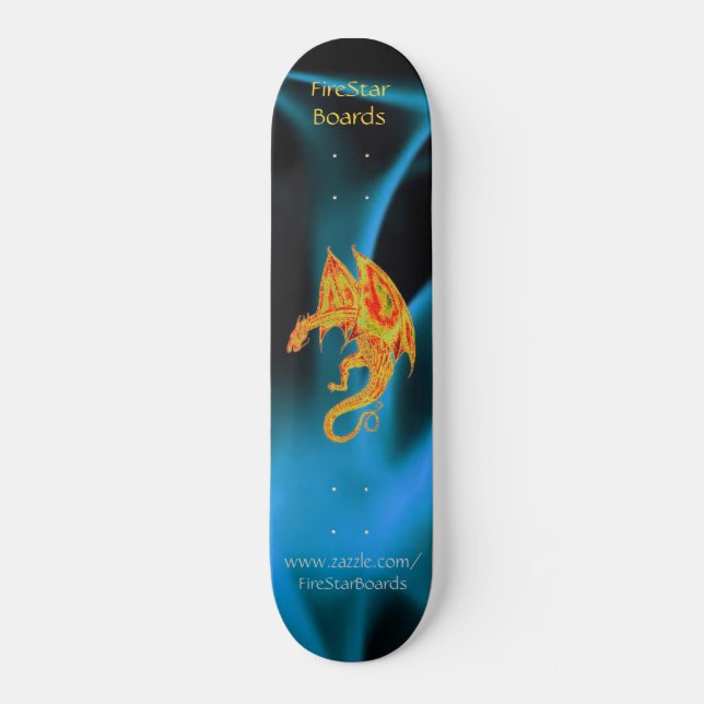 Dragon in Blue Flames Skateboard Bräda 21,5 Cm (Framsida)