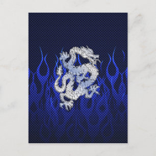 Dragon in Chrome like blue Carbon Fiber Styles Vykort