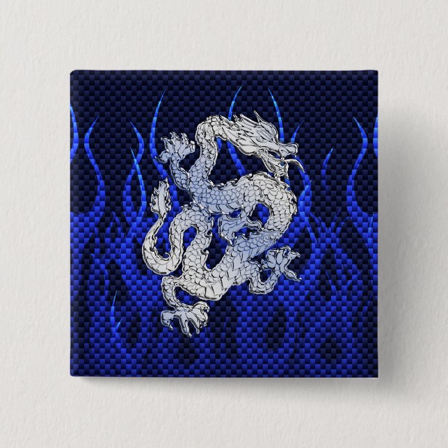 Dragon in Chrome som Blue Carbon Fiber Stil Knapp (Framsida)