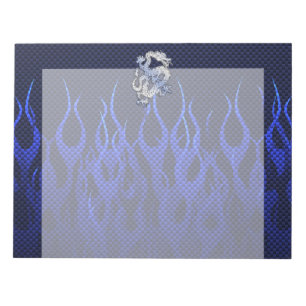 Dragon in Chrome som Blue Carbon Fiber Stilar Anteckningsblock