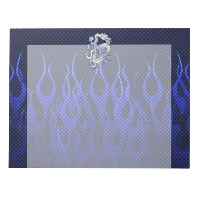 Dragon in Chrome som Blue Carbon Fiber Stilar Anteckningsblock (Framsida)