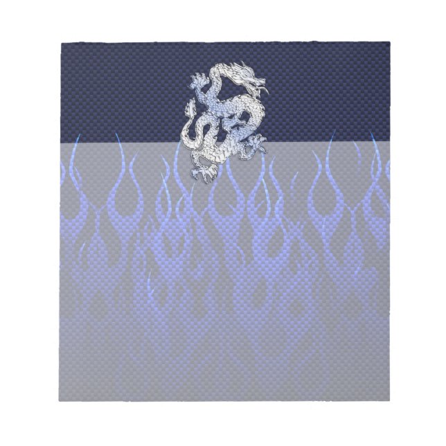 Dragon in Chrome som Blue Carbon Fiber Stilar Anteckningsblock (Framsida)