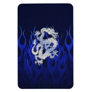 Dragon in Chrome som Blue Carbon Fiber Stilar Magnet