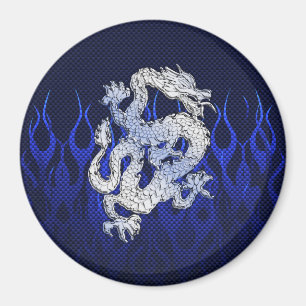 Dragon in Chrome som Blue Carbon Fiber Stilar Magnet