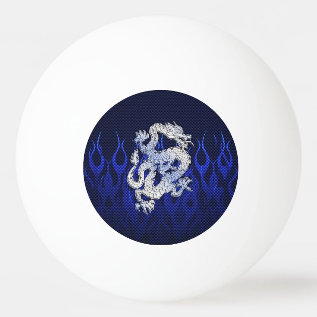 Dragon in Chrome som Blue Carbon Fiber Stilar Pingisboll (Framsidan)