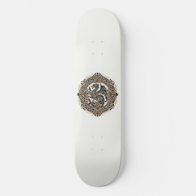 Dragon in Circle Mini Skateboard Bräda 18,5 Cm (Framsida)