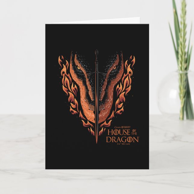 Dragon in Flames Behind Sword Kort (Framsida)