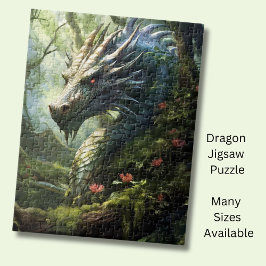 Dragon in Forest with Rosa Flowers Pussel
