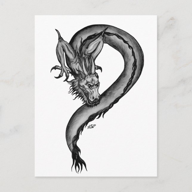Dragon in Tatto Stil vycard Helg Vykort (Framsida)