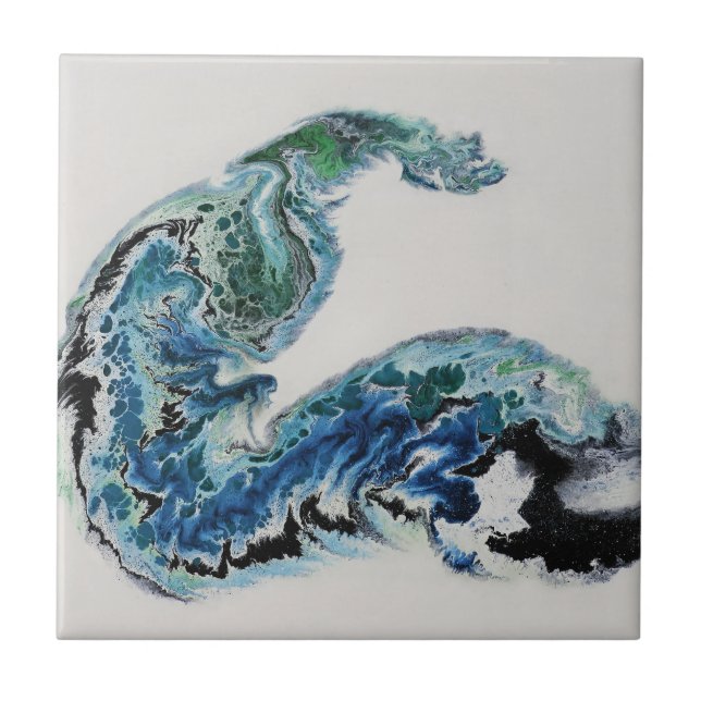 “Dragon in the Waves – Abstract Ocean Energy Kakelplatta (Framsidan)