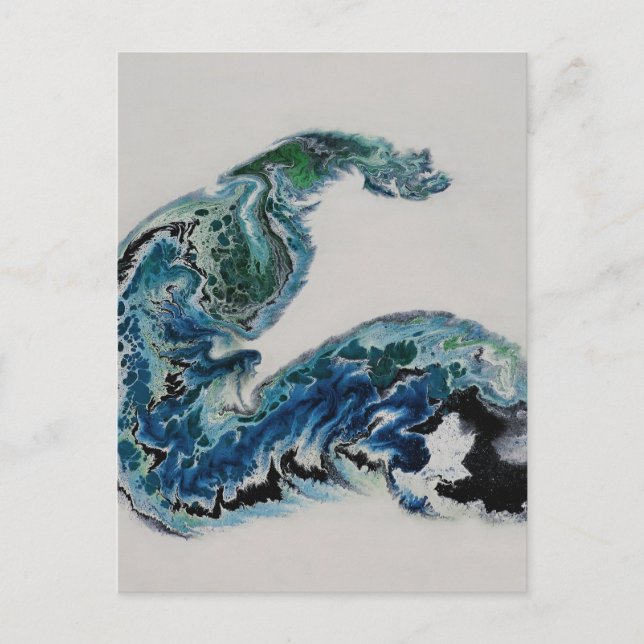 “Dragon in the Waves – Abstract Ocean Energy Postc Vykort (Framsida)