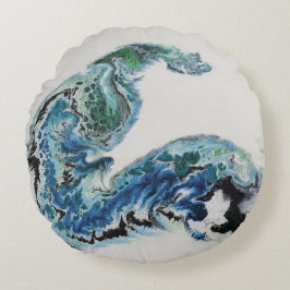 “Dragon in the Waves – Abstract Ocean Energy Rund Kudde