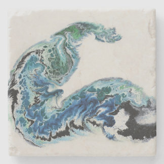 “Dragon in the Waves – Abstract Ocean Energy Stone Stenunderlägg