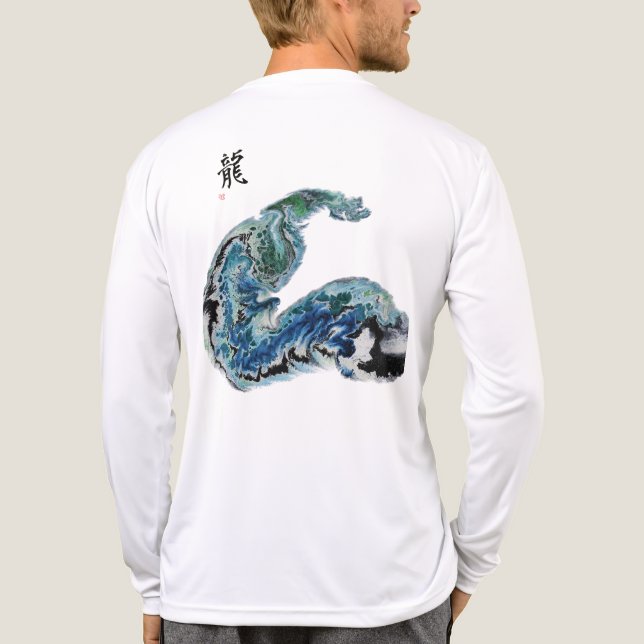 Dragon in the Waves – Abstract Ocean Energy T-Shir T Shirt (Baksida)