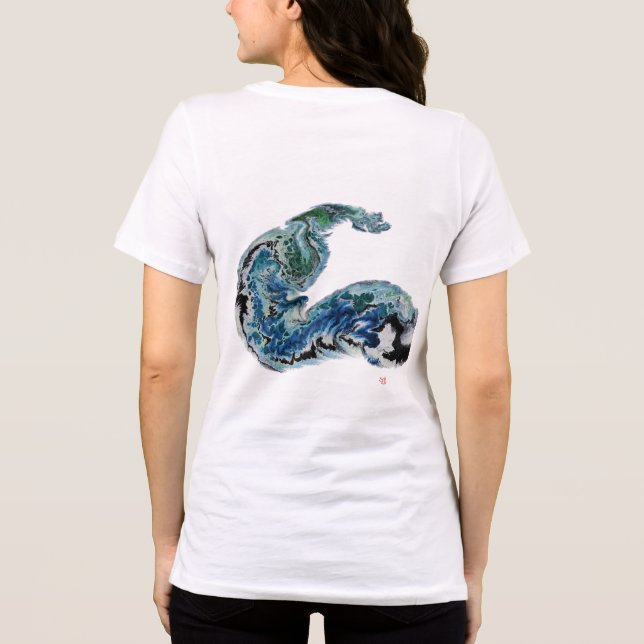 Dragon in the Waves – Abstract Ocean Energy T Shirt (Baksida)